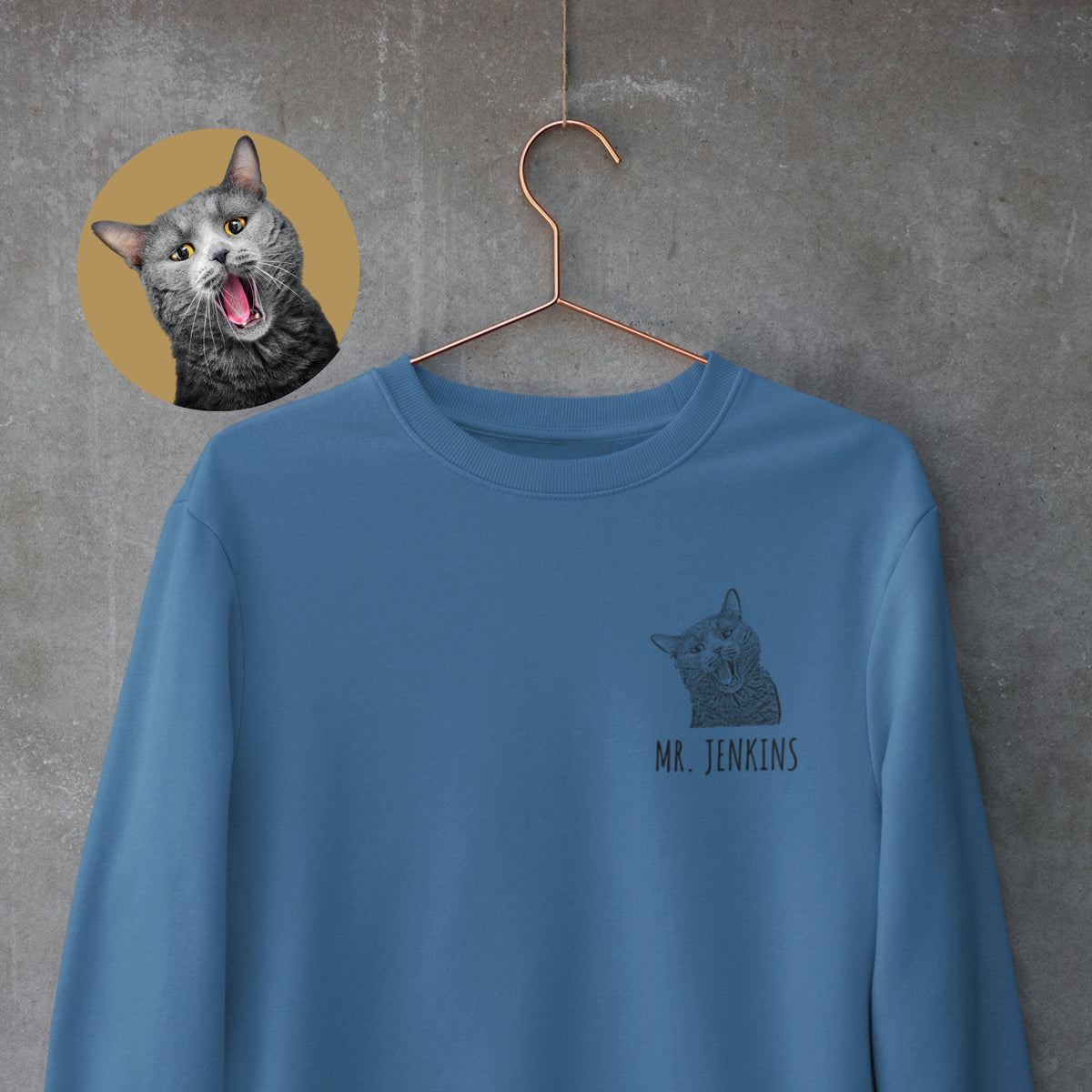Custom Pet Face Portrait Crewneck Sweatshirt, Dog Mom Gift, Cat Mom Gift, Pet Portrait, Pet Face Shirt, Gift for Pet Owner