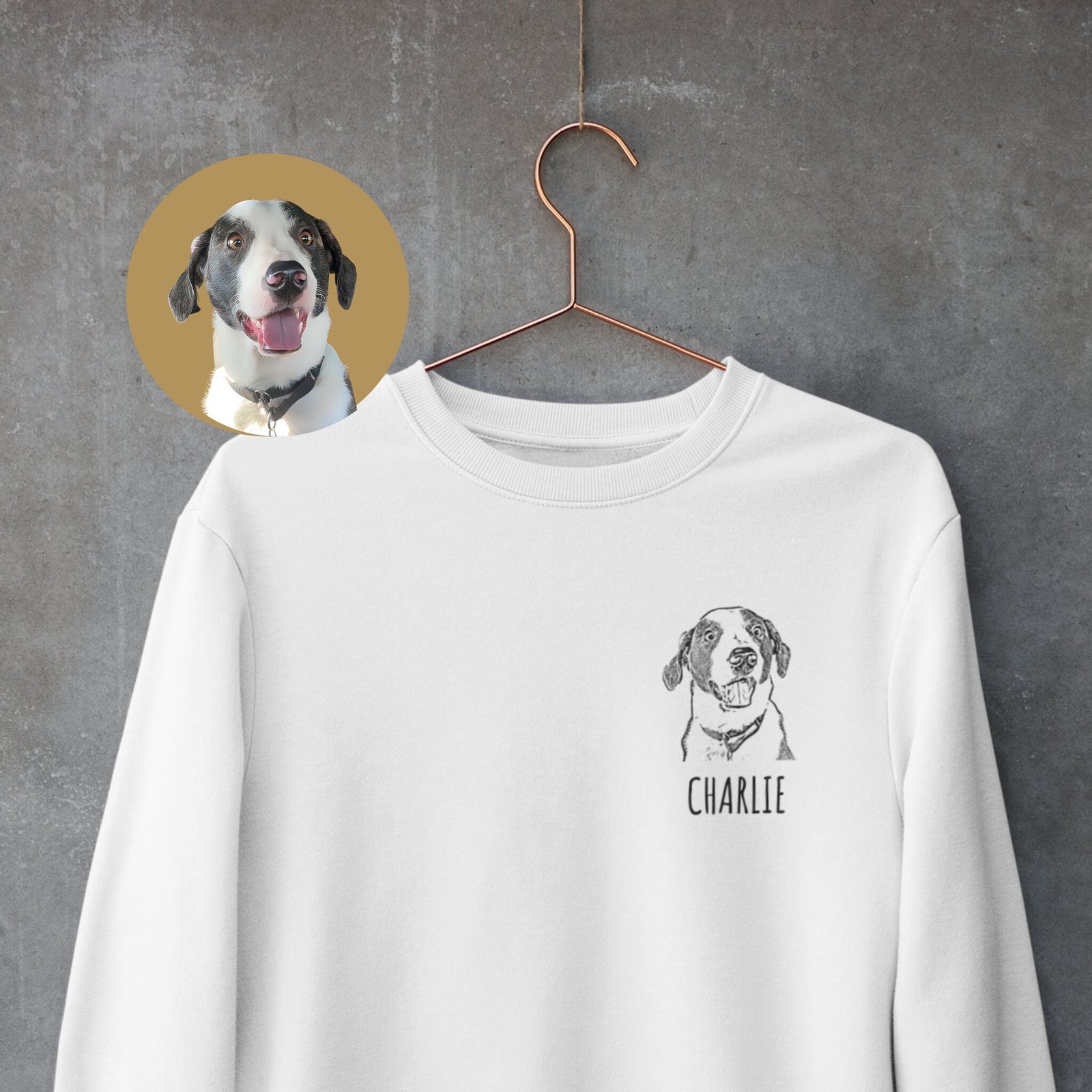 Custom Pet Face Portrait Crewneck Sweatshirt, Dog Mom Gift, Cat Mom Gift, Pet Portrait, Pet Face Shirt, Gift for Pet Owner
