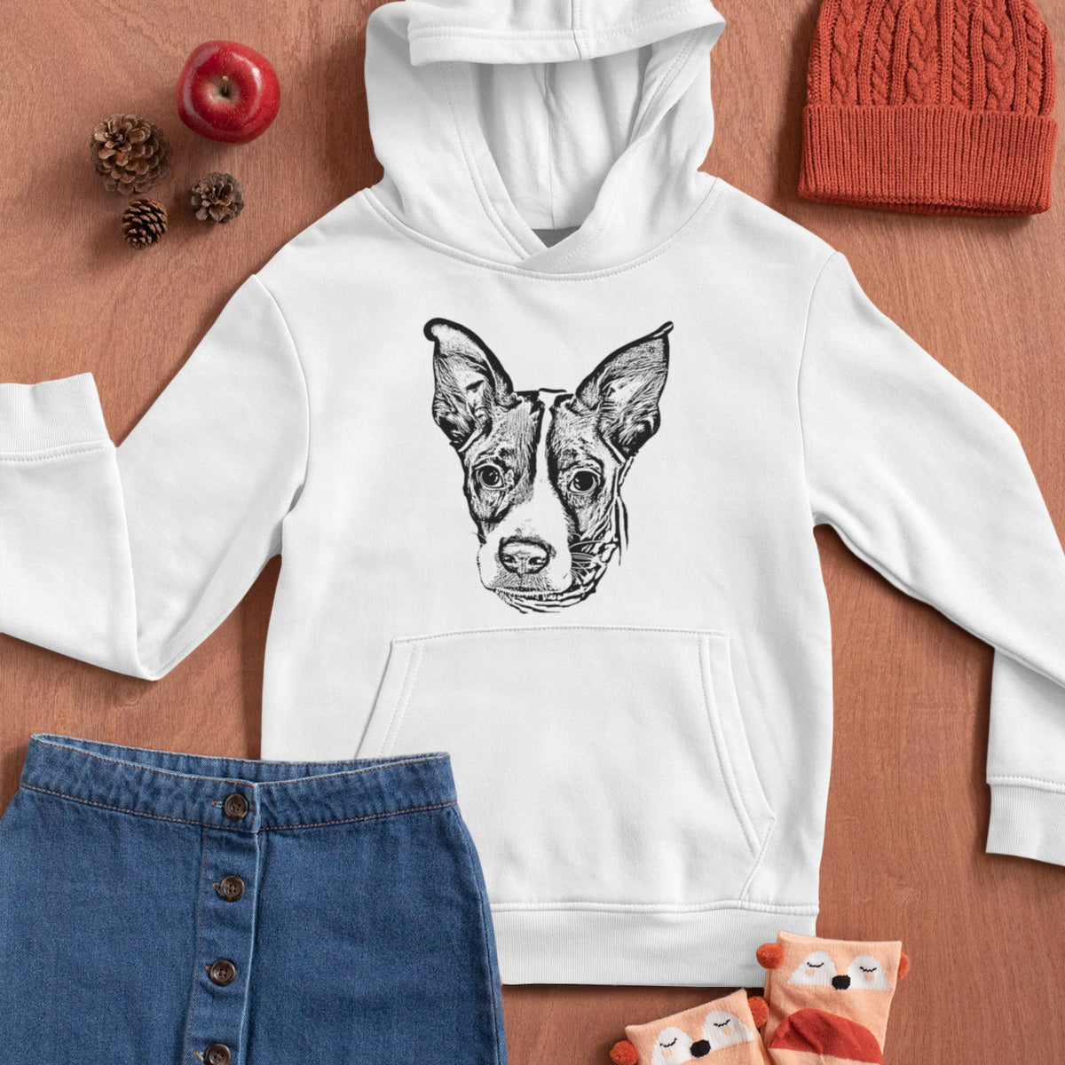 Pet Portrait Youth Hoodie, Kid Hoodie Dog Face, Personalized Hoodie, Dog Lover Gift,   Pet Portrait From Photo, Christmas Gift